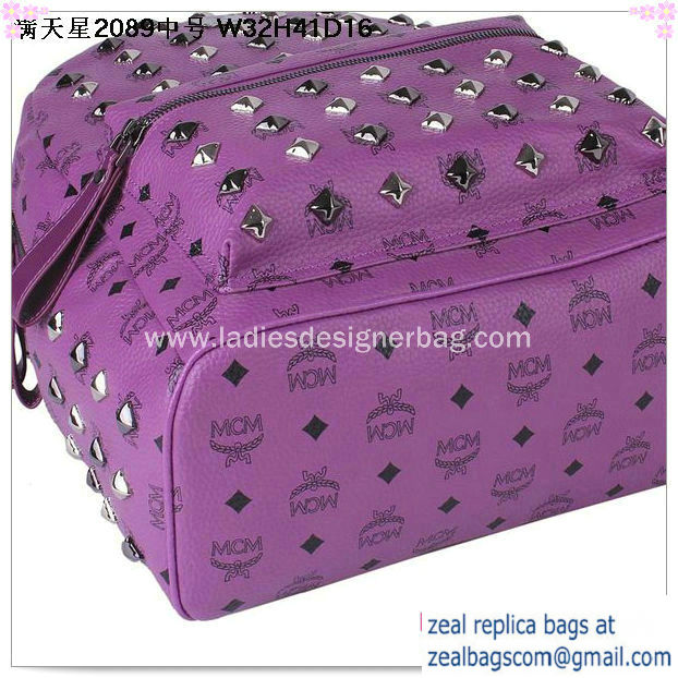 High Quality Replica MCM Stark Studded Medium Backpack MC2089 Purple - Click Image to Close